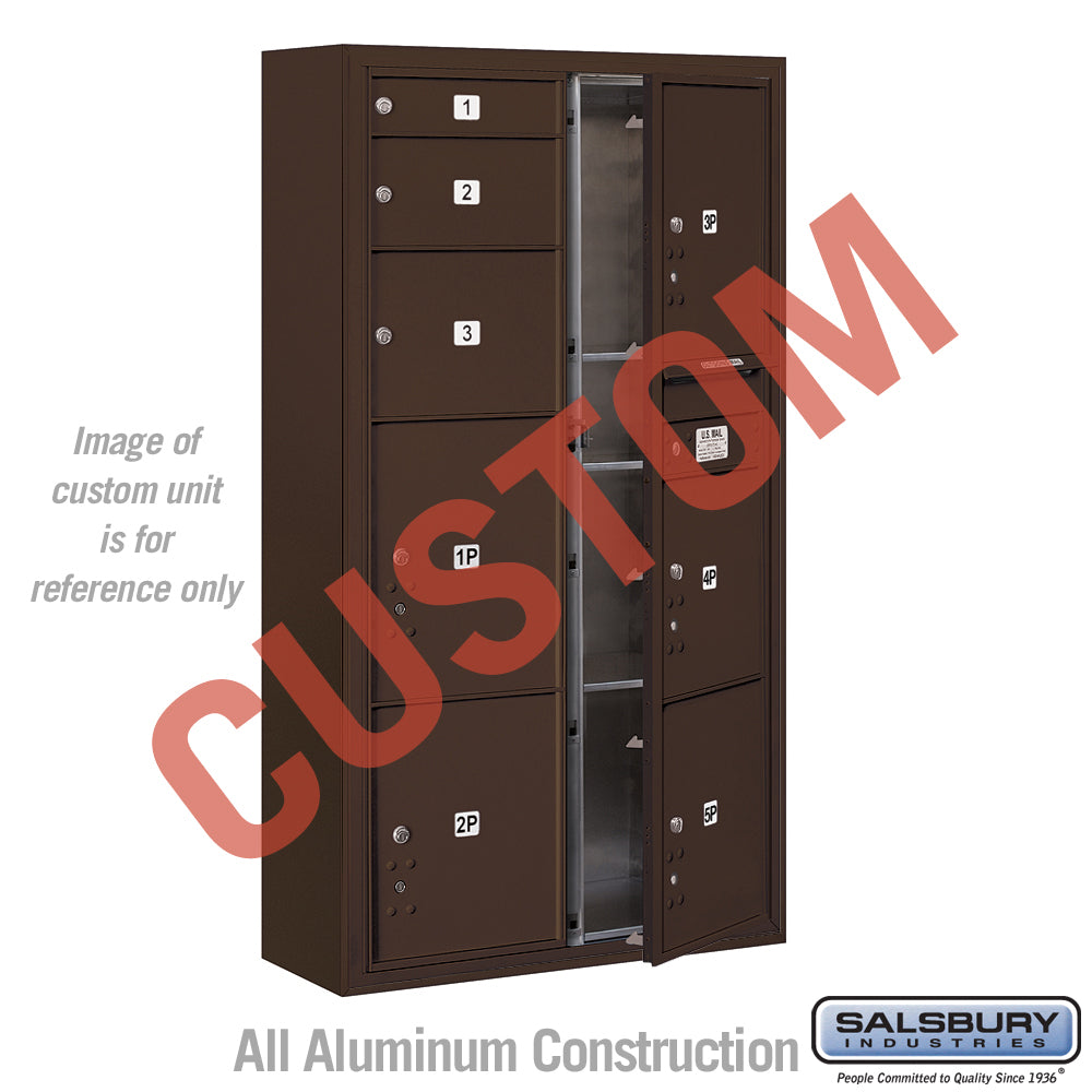 Surface Mounted 4C Horizontal Mailbox Unit (Includes 3716D-CZFU Mailbox and 3816D-BRZ Enclosure) - Maximum Height Unit (57 3/4 Inches) - Double Column - Custom Unit - Bronze - Front Loading - USPS Access