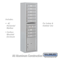 Thumbnail for Maximum Height Surface Mounted 4C Horizontal Mailbox with 9 Doors and 1 Parcel Locker in Aluminum with USPS Access