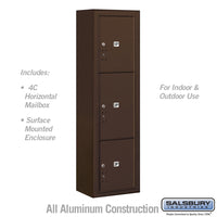 Thumbnail for Maximum Height Surface Mounted 4C Horizontal Parcel Locker with 3 Parcel Lockers in Bronze with USPS Access