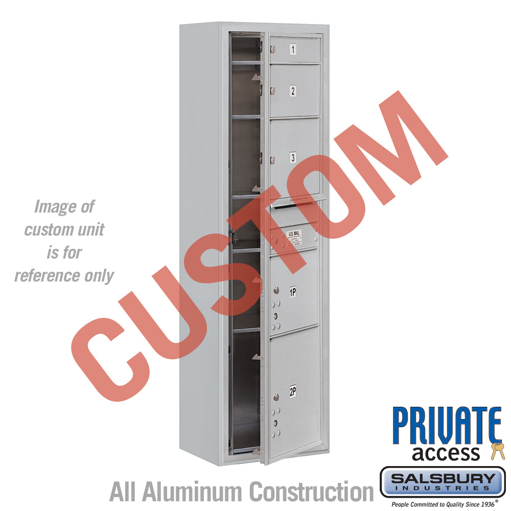 Surface Mounted 4C Horizontal Mailbox Unit (Includes 3716S-CAFP Mailbox, 3816S-ALM Enclosure and Master Commercial Locks) - Maximum Height Unit (57 3/4 Inches) - Single Column - Custom Unit - Aluminum - Front Loading - Private Access