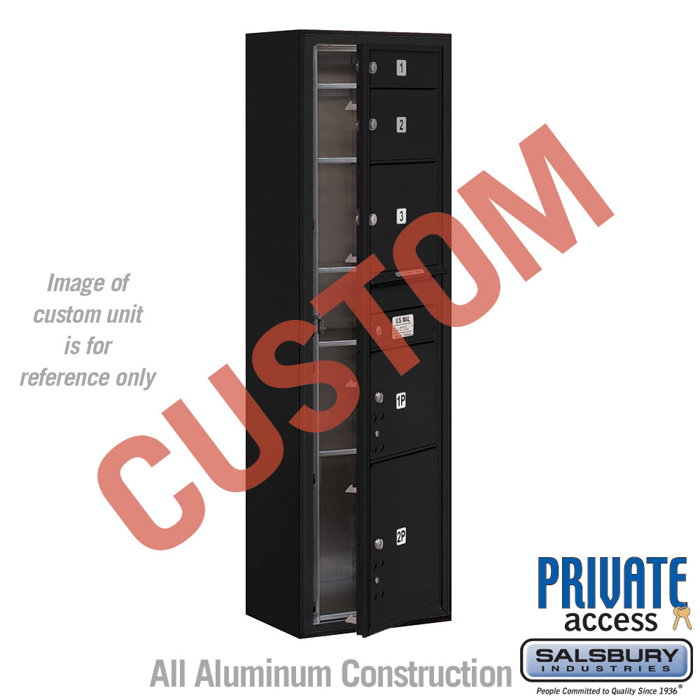 Surface Mounted 4C Horizontal Mailbox Unit (Includes 3716S-CBFP Mailbox, 3816S-BLK Enclosure and Master Commercial Locks) - Maximum Height Unit (57 3/4 Inches) - Single Column - Custom Unit - Black - Front Loading - Private Access