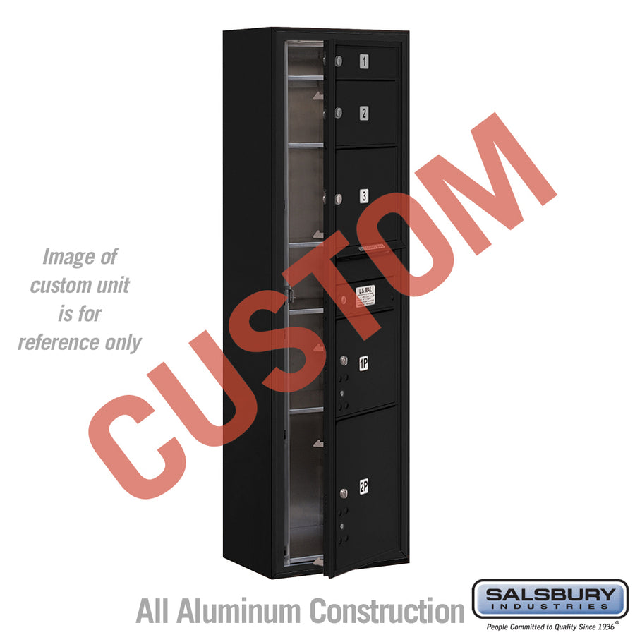 Surface Mounted 4C Horizontal Mailbox Unit (Includes 3716S-CBFU Mailbox and 3816S-BLK Enclosure) - Maximum Height Unit (57 3/4 Inches) - Single Column - Custom Unit - Black - Front Loading - USPS Access