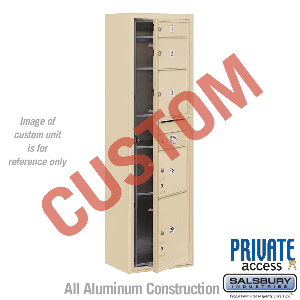 Surface Mounted 4C Horizontal Mailbox Unit (Includes 3716S-CSFP Mailbox, 3816S-SAN Enclosure and Master Commercial Locks) - Maximum Height Unit (57 3/4 Inches) - Single Column - Custom Unit - Sandstone - Front Loading - Private Access