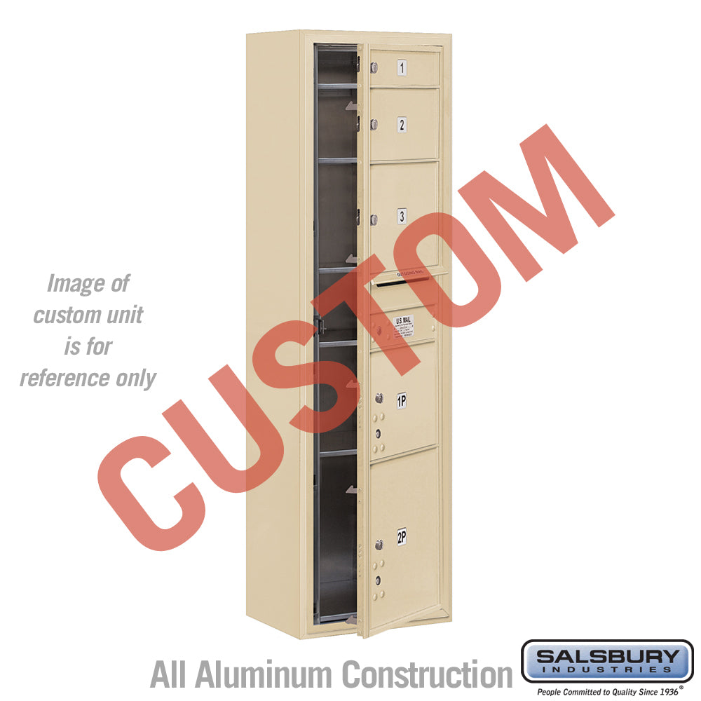 Surface Mounted 4C Horizontal Mailbox Unit (Includes 3716S-CSFU Mailbox and 3816S-SAN Enclosure) - Maximum Height Unit (57 3/4 Inches) - Single Column - Custom Unit - Sandstone - Front Loading - USPS Access