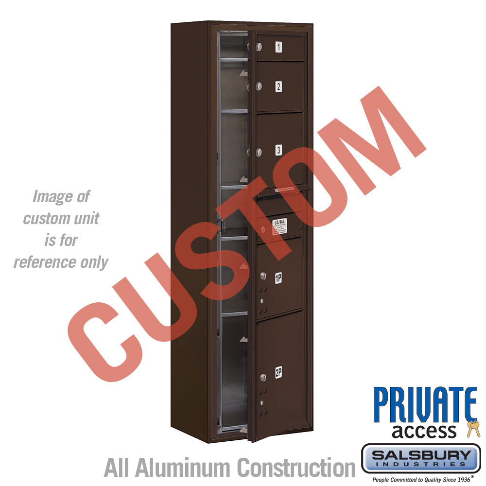 Surface Mounted 4C Horizontal Mailbox Unit (Includes 3716S-CZFP Mailbox, 3816S-BRZ Enclosure and Master Commercial Locks) - Maximum Height Unit (57 3/4 Inches) - Single Column - Custom Unit - Bronze - Front Loading - Private Access