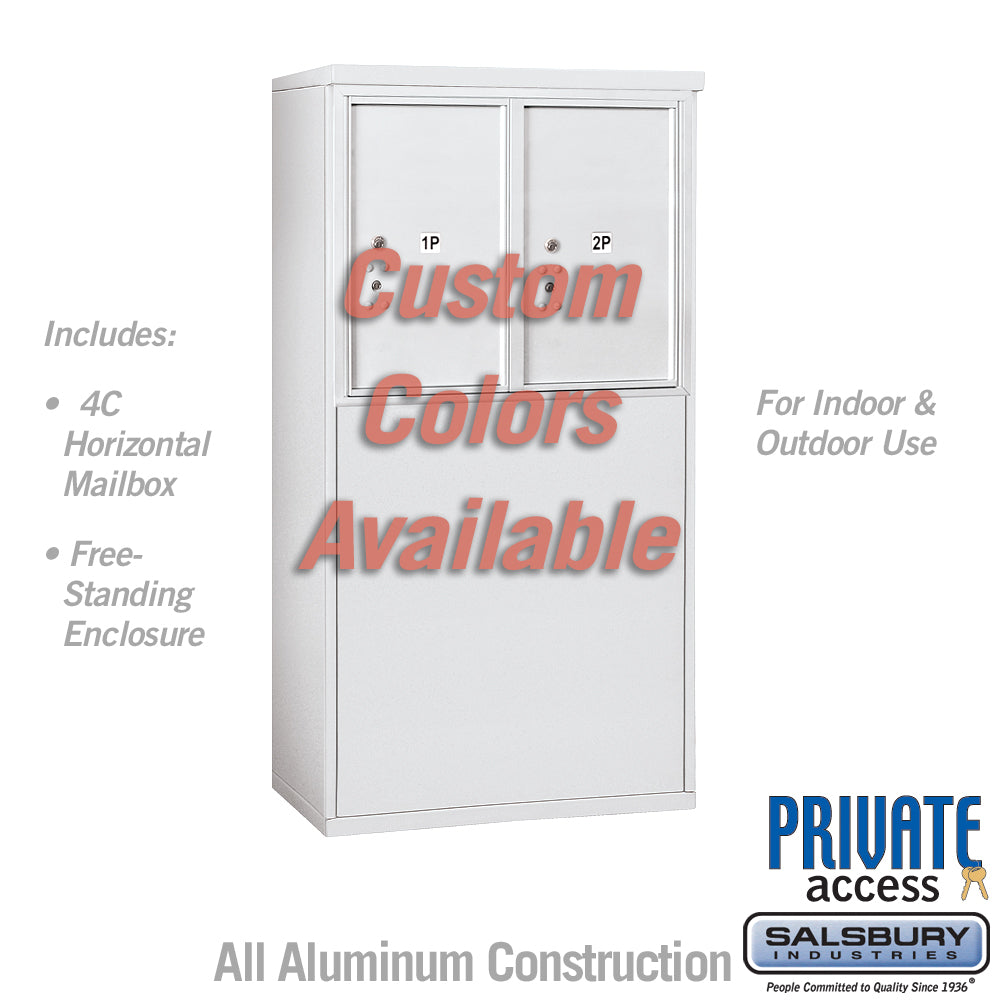 Free-Standing 4C Horizontal Mailbox Unit (Includes 3706D-2PCFP Parcel Locker, 3906D-CST Enclosure and Master Commercial Locks) - 6 Door High Unit (52 7/8 Inches) - Double Column - Stand-Alone Parcel Locker - 2 PL6's - Custom Color - Front Loading - Privat