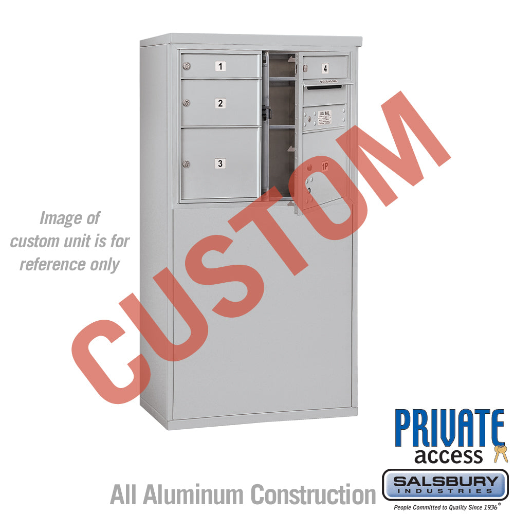 Free-Standing 4C Horizontal Mailbox Unit (Includes 3706D-CAFP Mailbox, 3906D-ALM Enclosure and Master Commercial Locks) - 6 Door High Unit (52 7/8 Inches) - Double Column - Custom Unit - Aluminum - Front Loading - Private Access