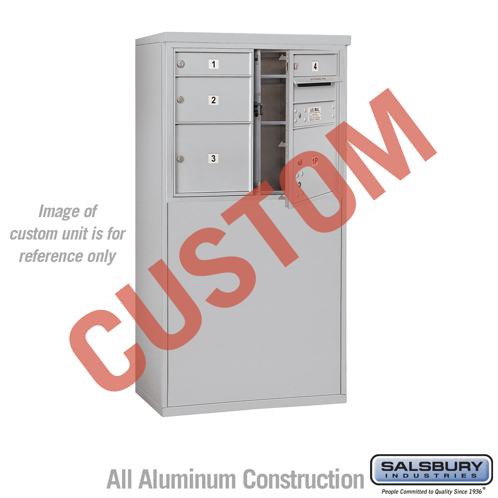 Free-Standing 4C Horizontal Mailbox Unit (Includes 3706D-CAFU Mailbox and 3906D-ALM Enclosure) - 6 Door High Unit (52 7/8 Inches) - Double Column - Custom Unit - Aluminum - Front Loading - USPS Access