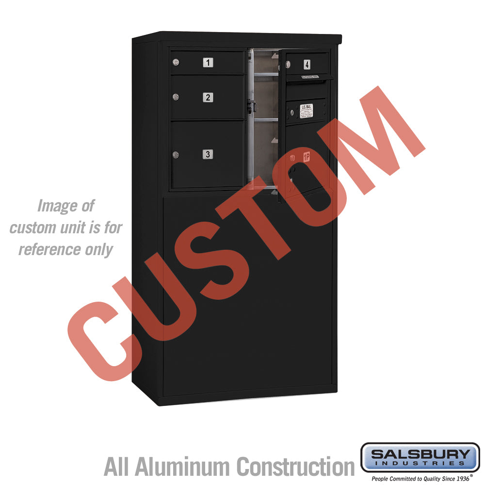 Free-Standing 4C Horizontal Mailbox Unit (Includes 3706D-CBFU Mailbox and 3906D-BLK Enclosure) - 6 Door High Unit (52 7/8 Inches) - Double Column - Custom Unit - Black - Front Loading - USPS Access