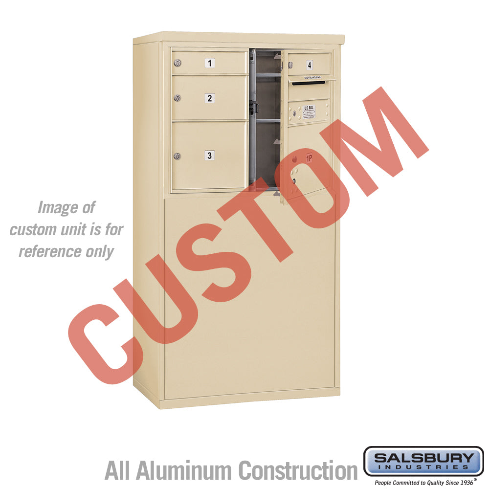 Free-Standing 4C Horizontal Mailbox Unit (Includes 3706D-CSFU Mailbox and 3906D-SAN Enclosure) - 6 Door High Unit (52 7/8 Inches) - Double Column - Custom Unit - Sandstone - Front Loading - USPS Access