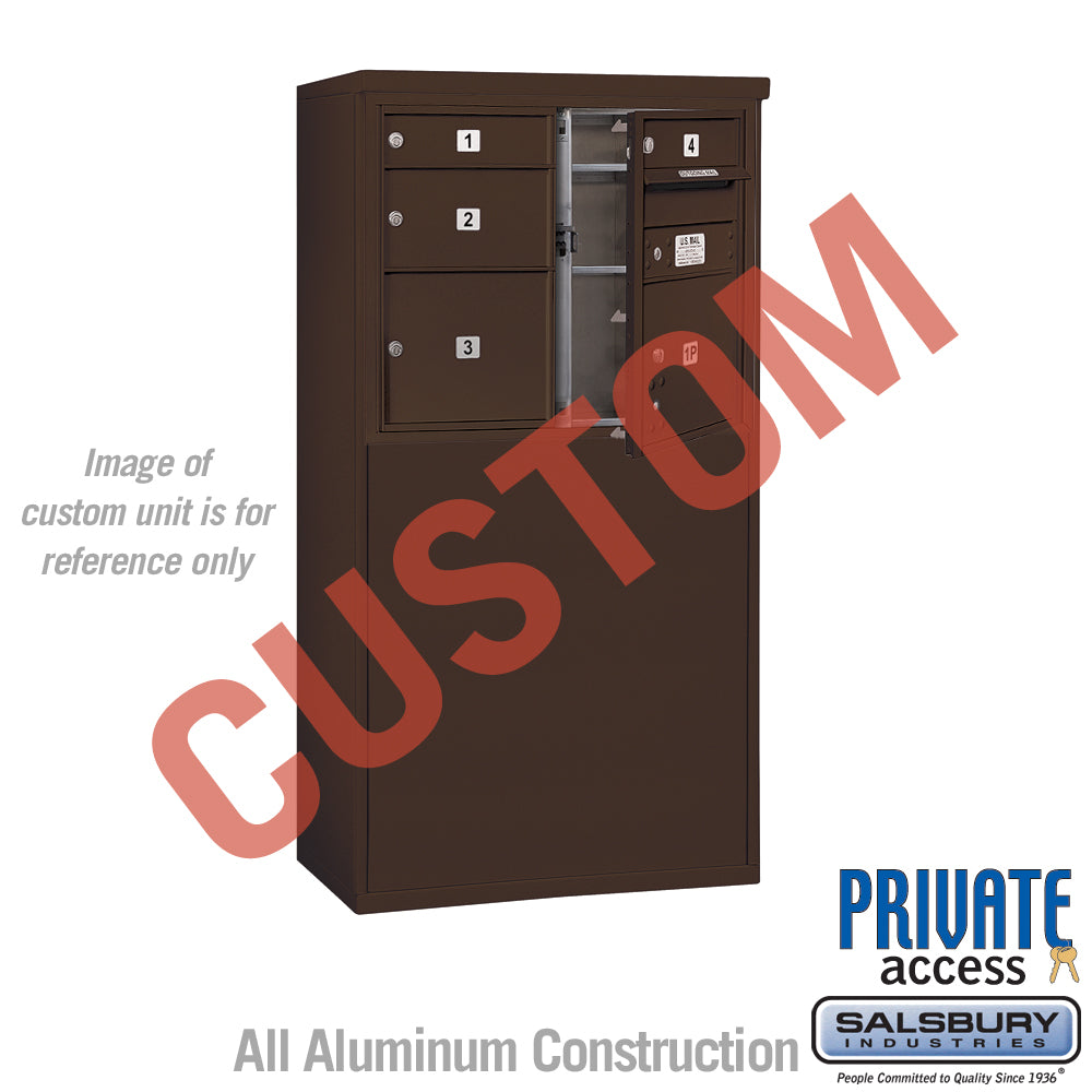 Free-Standing 4C Horizontal Mailbox Unit (Includes 3706D-CZFP Mailbox, 3906D-BRZ Enclosure and Master Commercial Locks) - 6 Door High Unit (52 7/8 Inches) - Double Column - Custom Unit - Bronze - Front Loading - Private Access