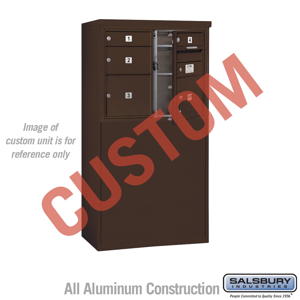 Free-Standing 4C Horizontal Mailbox Unit (Includes 3706D-CZFU Mailbox and 3906D-BRZ Enclosure) - 6 Door High Unit (52 7/8 Inches) - Double Column - Custom Unit - Bronze - Front Loading - USPS Access