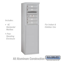 Thumbnail for 6 Door High Free-Standing 4C Horizontal Mailbox with 4 Doors in Aluminum with USPS Access