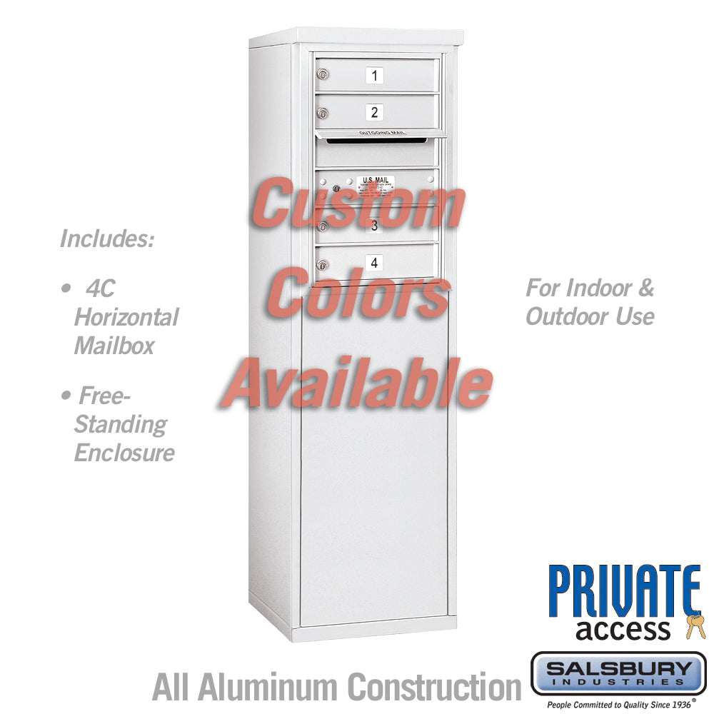 Free-Standing 4C Horizontal Mailbox Unit (Includes 3706S-04CFP Mailbox, 3906S-CST Enclosure and Master Commercial Lock) - 6 Door High Unit (52 7/8 Inches) - Single Column - 4 MB1 Doors - Custom Color - Front Loading - Private Access