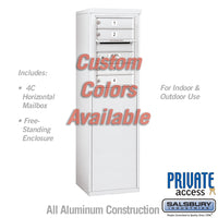 Thumbnail for Free-Standing 4C Horizontal Mailbox Unit (Includes 3706S-04CFP Mailbox, 3906S-CST Enclosure and Master Commercial Lock) - 6 Door High Unit (52 7/8 Inches) - Single Column - 4 MB1 Doors - Custom Color - Front Loading - Private Access