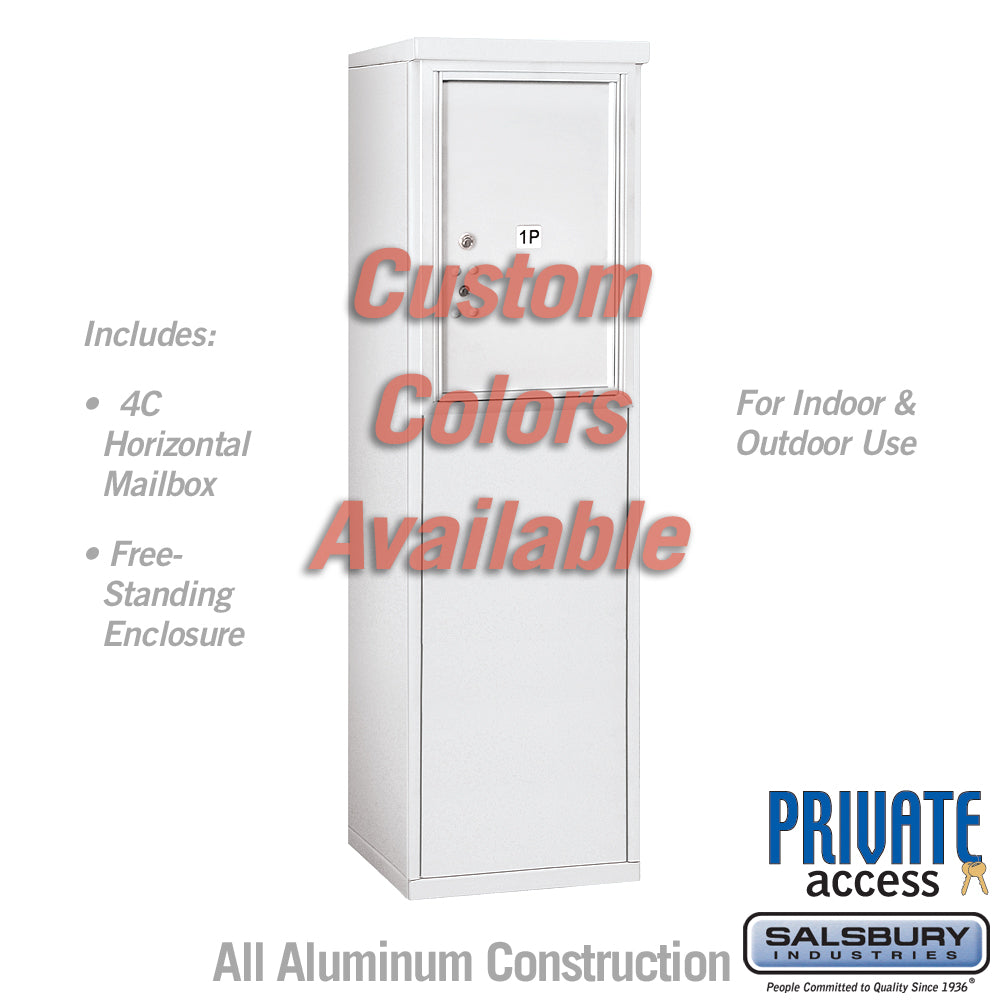 Free-Standing 4C Horizontal Mailbox Unit (Includes 3706S-1PCFP Parcel Locker, 3906S-CST Enclosure and Master Commercial Lock) - 6 Door High Unit (52 7/8 Inches) - Single Column - Stand-Alone Parcel Locker - Custom Color - Front Loading - Private Access