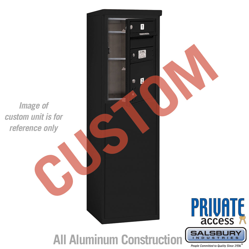 Free-Standing 4C Horizontal Mailbox Unit (Includes 3706S-CBFP Mailbox, 3906S-BLK Enclosure and Master Commercial Locks) - 6 Door High Unit (52 7/8 Inches) - Single Column - Custom Unit - Black - Front Loading - Private Access