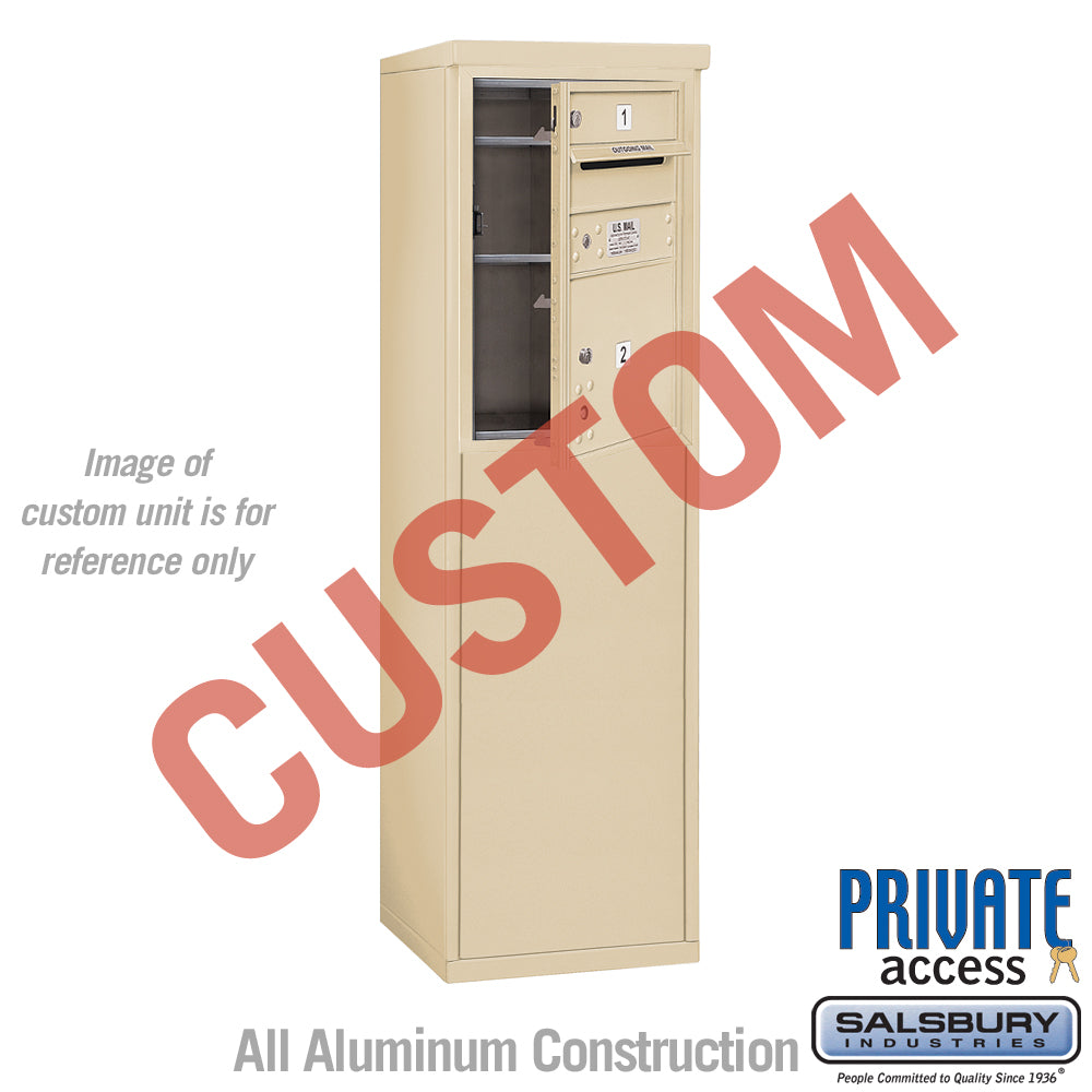 Free-Standing 4C Horizontal Mailbox Unit (Includes 3706S-CSFP Mailbox, 3906S-SAN Enclosure and Master Commercial Locks) - 6 Door High Unit (52 7/8 Inches) - Single Column - Custom Unit - Sandstone - Front Loading - Private Access