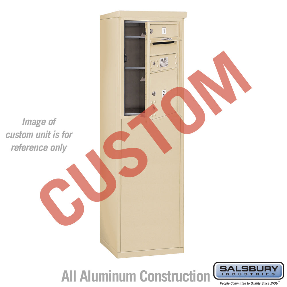 Free-Standing 4C Horizontal Mailbox Unit (Includes 3706S-CSFU Mailbox and 3906S-SAN Enclosure) - 6 Door High Unit (52 7/8 Inches) - Single Column - Custom Unit - Sandstone - Front Loading - USPS Access