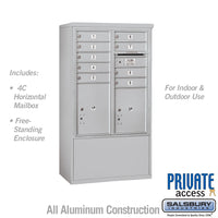 Thumbnail for 10 Door High Free-Standing 4C Horizontal Mailbox with 9 Doors and 2 Parcel Lockers in Aluminum with Private Access