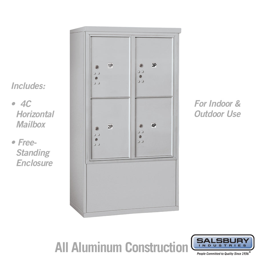10 Door High Free-Standing 4C Horizontal Parcel Locker with 4 Parcel Lockers in Aluminum with USPS Access