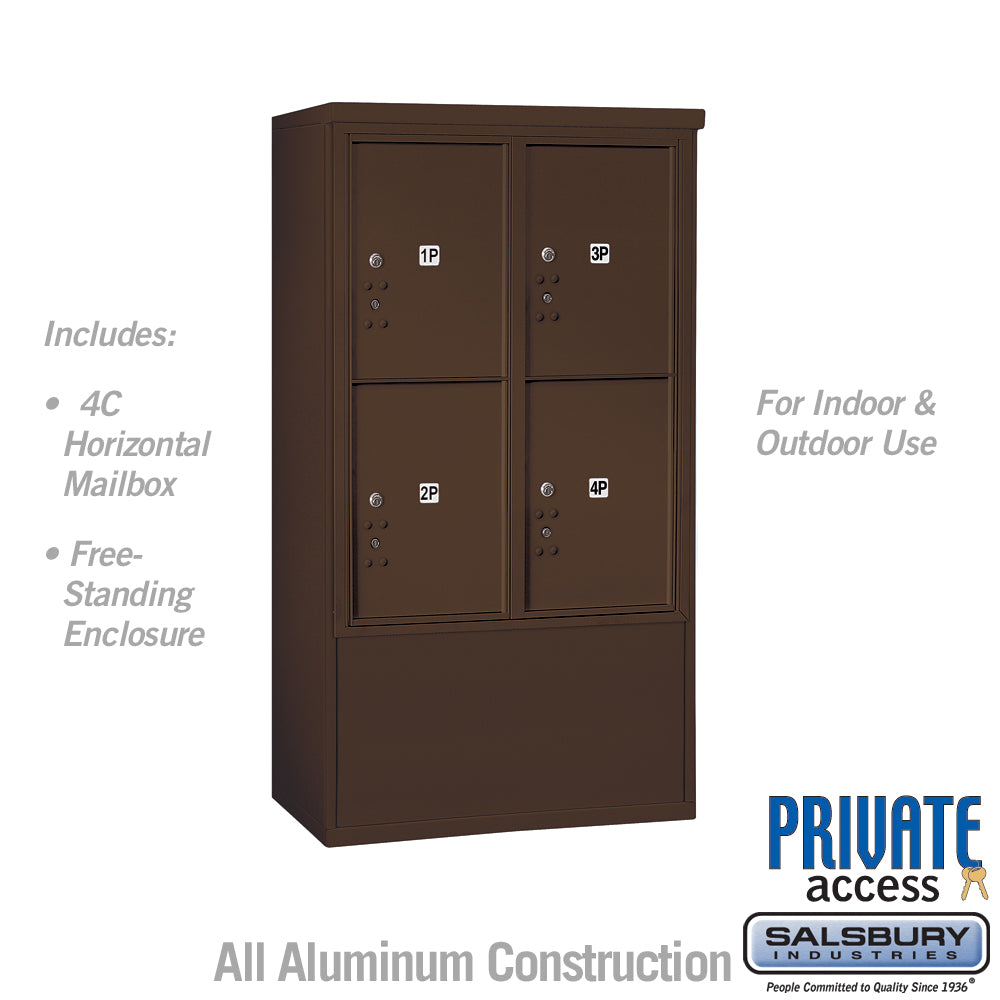 10 Door High Free-Standing 4C Horizontal Parcel Locker with 4 Parcel Lockers in Bronze with Private Access 