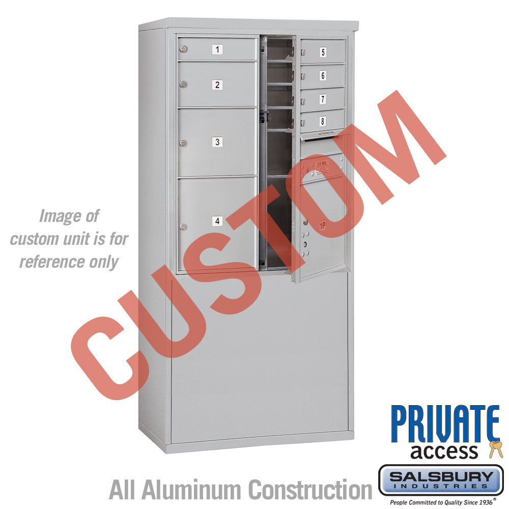 Free-Standing 4C Horizontal Mailbox Unit (Includes 3710D-CAFP Mailbox, 3910D-ALM Enclosure and Master Commercial Locks) - 10 Door High Unit (52 7/8 Inches) - Double Column - Custom Unit - Aluminum - Front Loading - Private Access