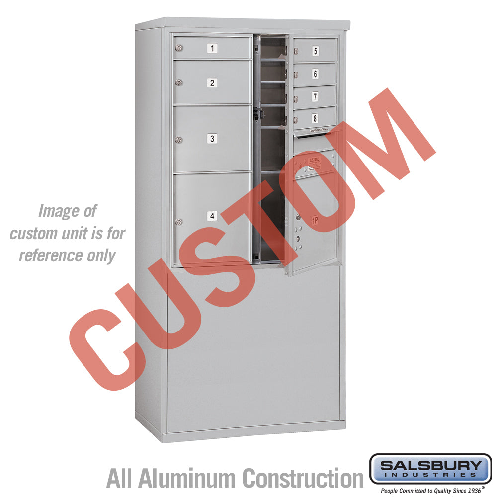 Free-Standing 4C Horizontal Mailbox Unit (Includes 3710D-CAFU Mailbox and 3910D-ALM Enclosure) - 10 Door High Unit (52 7/8 Inches) - Double Column - Custom Unit - Aluminum - Front Loading - USPS Access