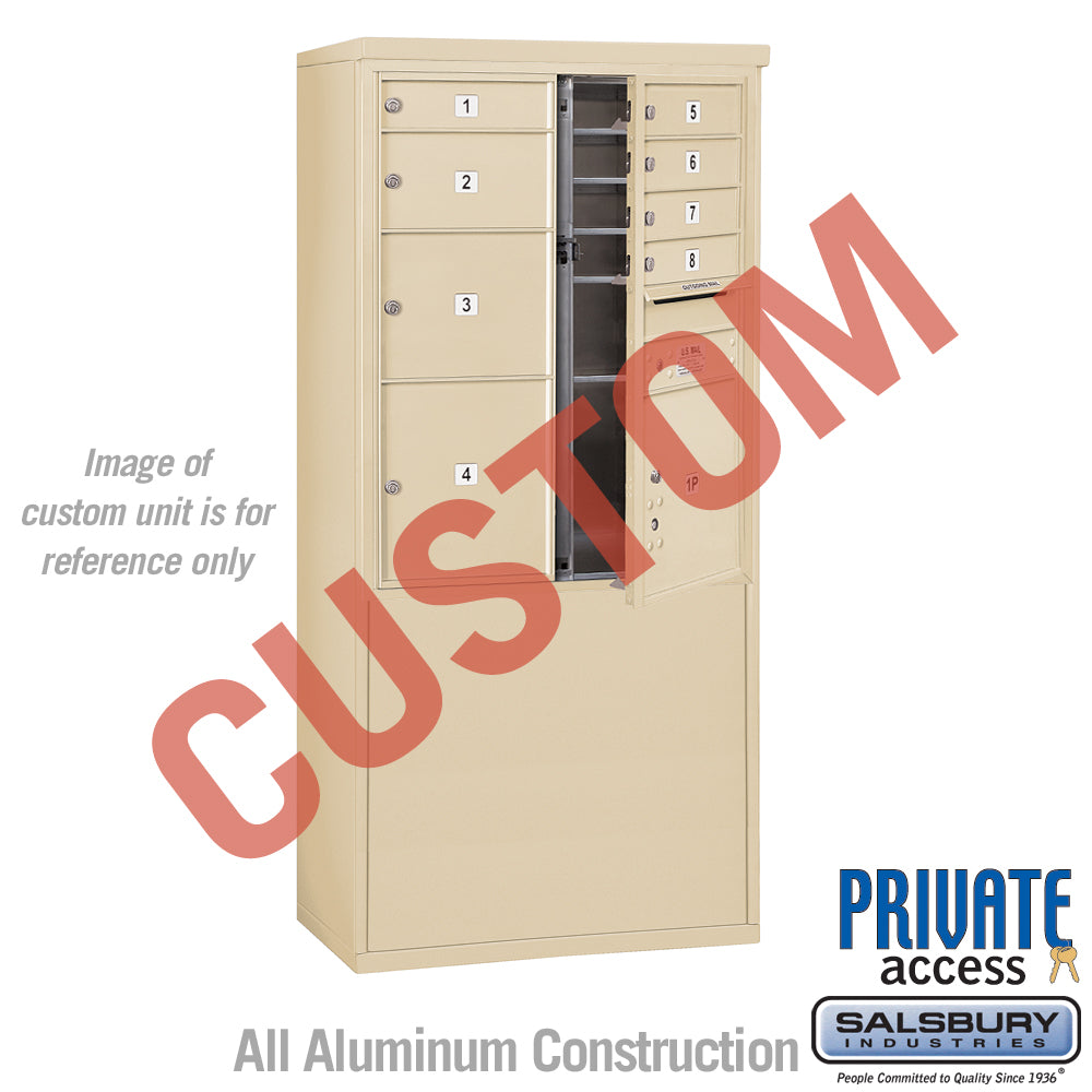 Free-Standing 4C Horizontal Mailbox Unit (Includes 3710D-CSFP Mailbox, 3910D-SAN Enclosure and Master Commercial Locks) - 10 Door High Unit (52 7/8 Inches) - Double Column - Custom Unit - Sandstone - Front Loading - Private Access