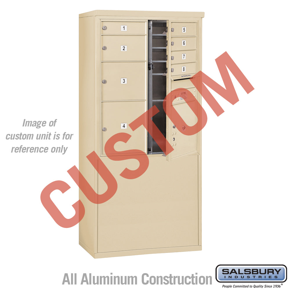 Free-Standing 4C Horizontal Mailbox Unit (Includes 3710D-CSFU Mailbox and 3910D-SAN Enclosure) - 10 Door High Unit (52 7/8 Inches) - Double Column - Custom Unit - Sandstone - Front Loading - USPS Access