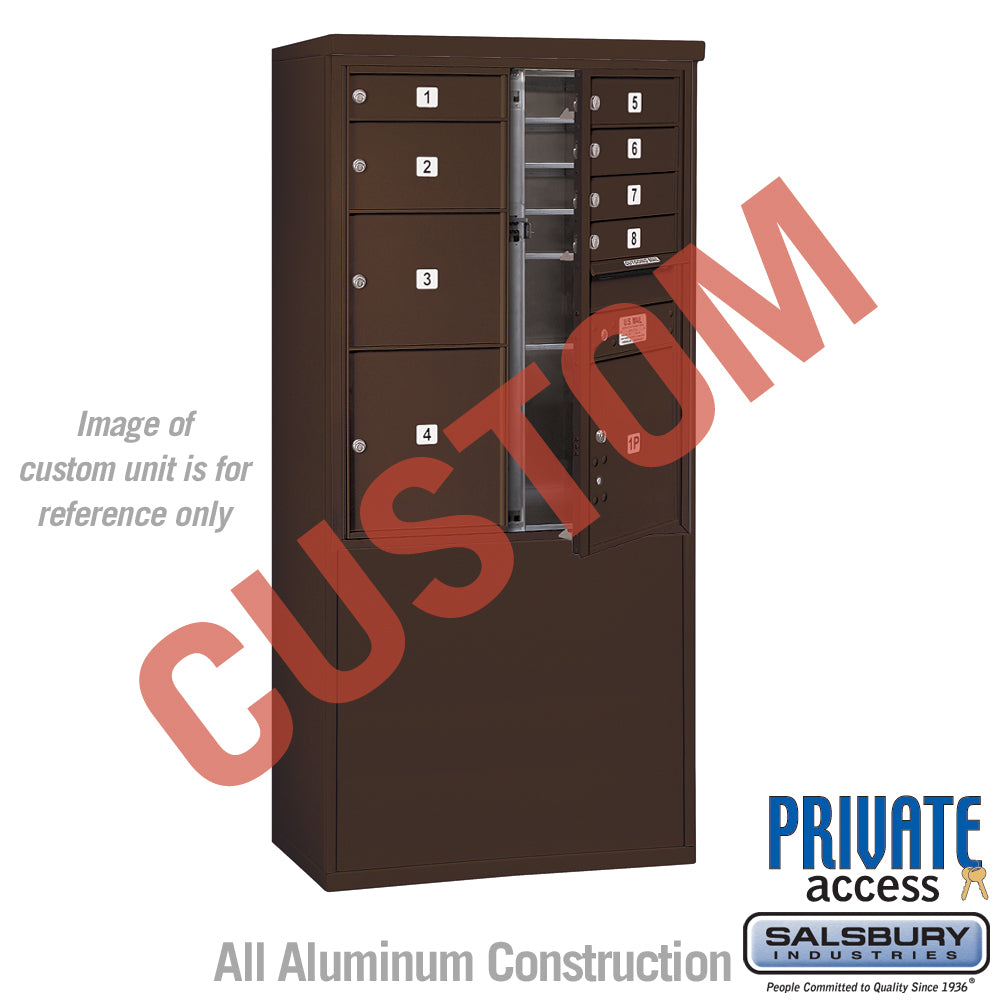 Free-Standing 4C Horizontal Mailbox Unit (Includes 3710D-CZFP Mailbox, 3910D-BRZ Enclosure and Master Commercial Locks) - 10 Door High Unit (52 7/8 Inches) - Double Column - Custom Unit - Bronze - Front Loading - Private Access