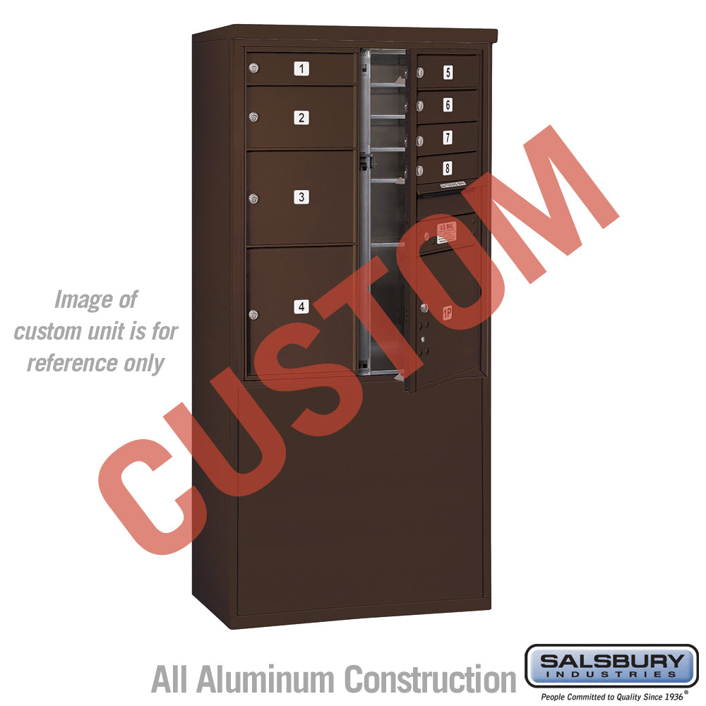 Free-Standing 4C Horizontal Mailbox Unit (Includes 3710D-CZFU Mailbox and 3910D-BRZ Enclosure) - 10 Door High Unit (52 7/8 Inches) - Double Column - Custom Unit - Bronze - Front Loading - USPS Access