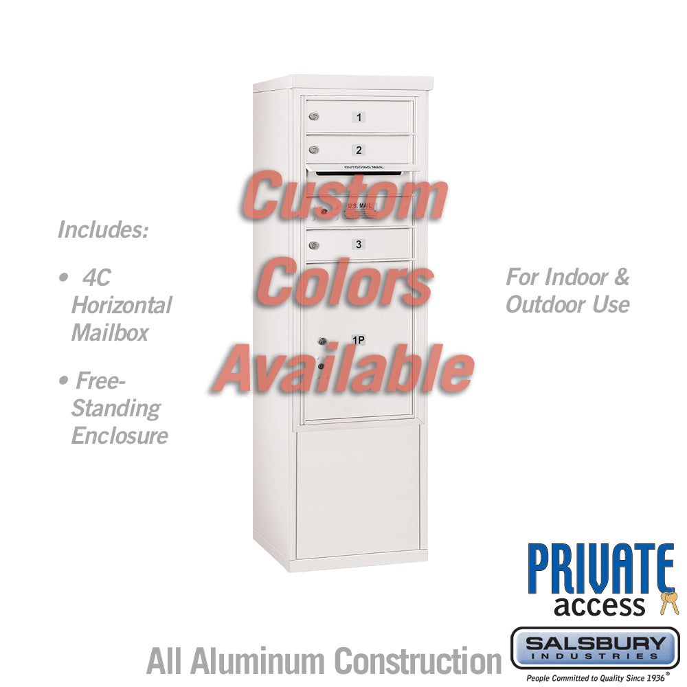 Free-Standing 4C Horizontal Mailbox Unit (Includes 3710S-03CFP Mailbox and 3910S-C Enclosure) - 10 Door High Unit (52 7/8 Inches) - Single Column - 3 MB1 Doors / 1 PL5 - Custom - Front Loading - Private Access