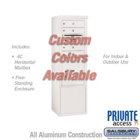 Thumbnail for Free-Standing 4C Horizontal Mailbox Unit (Includes 3710S-04CFP Mailbox and 3910S-C Enclosure) - 10 Door High Unit (52 7/8 Inches) - Single Column - 4 MB1 Doors / 1 PL4.5 - Custom - Front Loading - Private Access