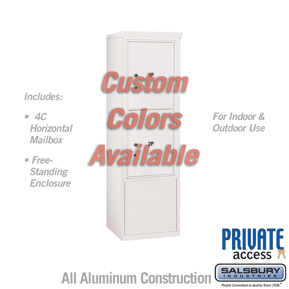 Free-Standing 4C Horizontal Mailbox Unit (Includes 3710S-2PCFP Mailbox and 3910S-C Enclosure) - 10 Door High Unit (52 7/8 Inches) - Single Column - Stand-Alone Parcel Locker - 2 PL5's- Custom - Front Loading - Private Access