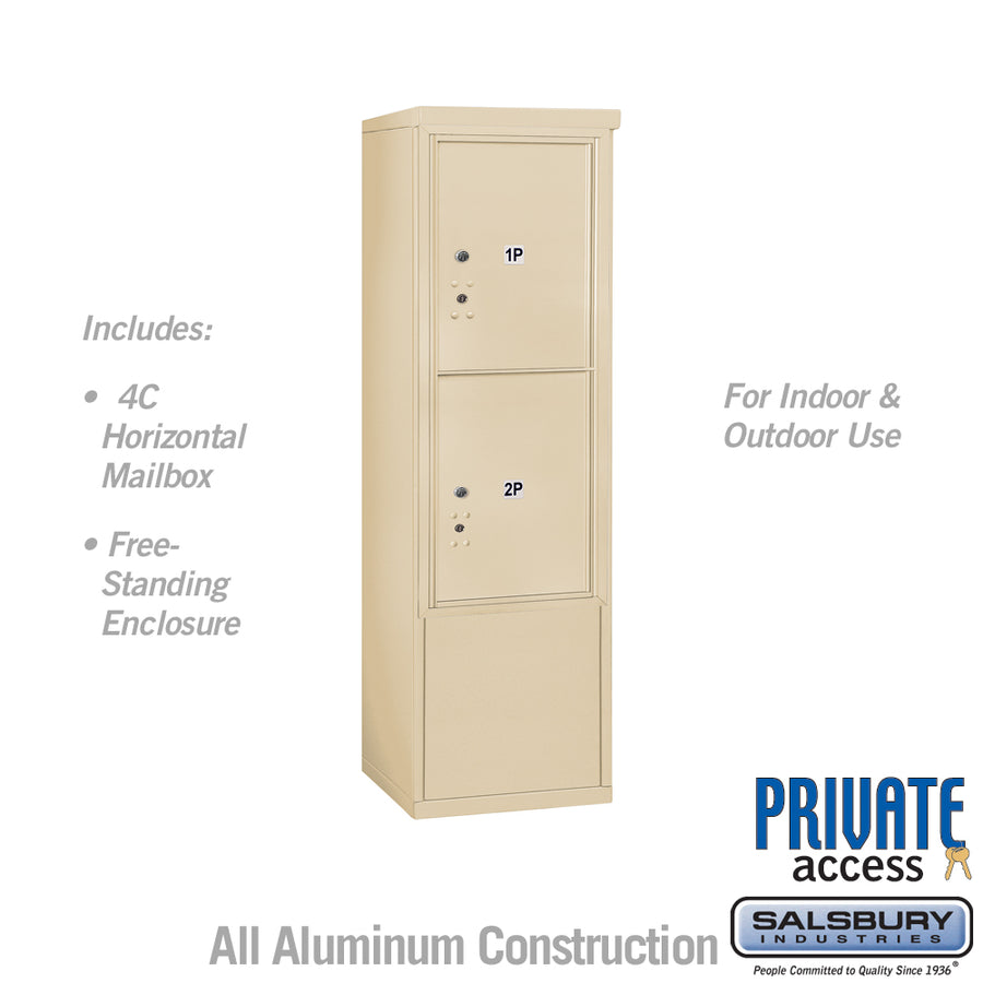 10 Door High Free-Standing 4C Horizontal Parcel Locker with 2 Parcel Lockers in Sandstone with Private Access 