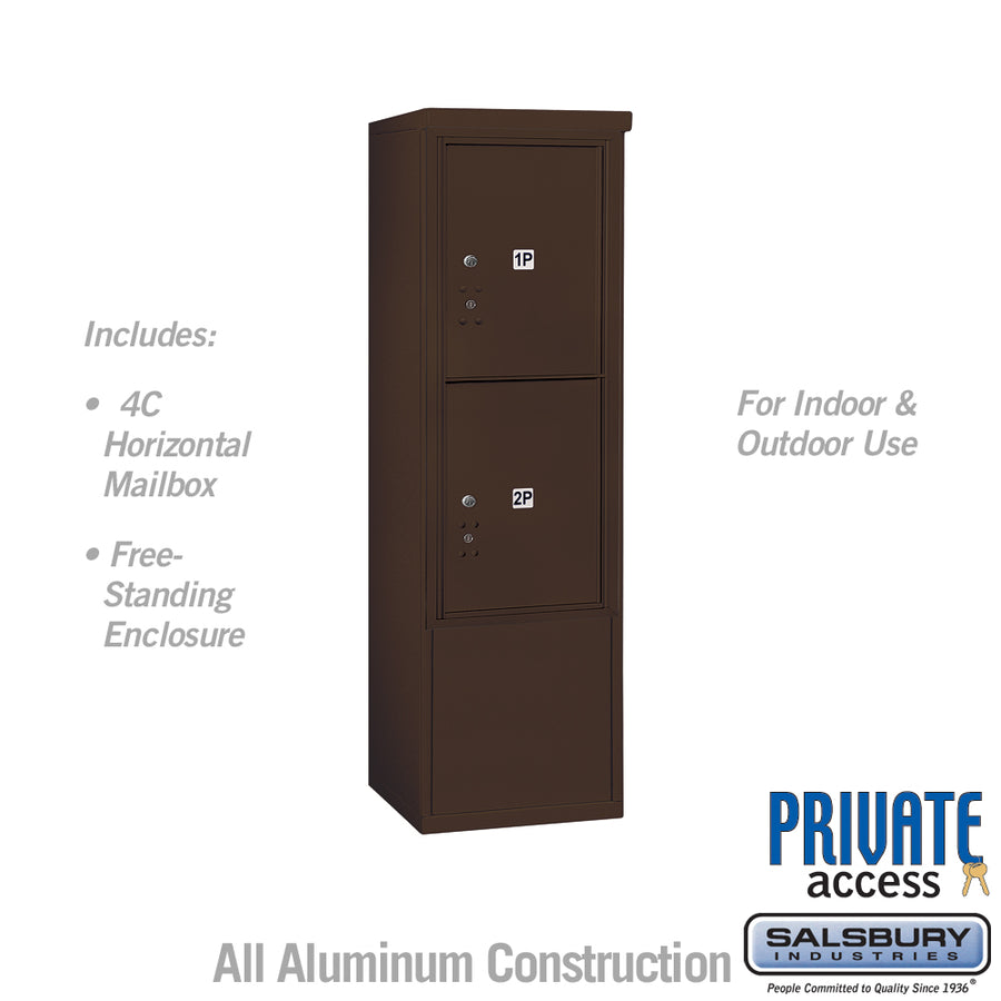 10 Door High Free-Standing 4C Horizontal Parcel Locker with 2 Parcel Lockers in Bronze with Private Access 