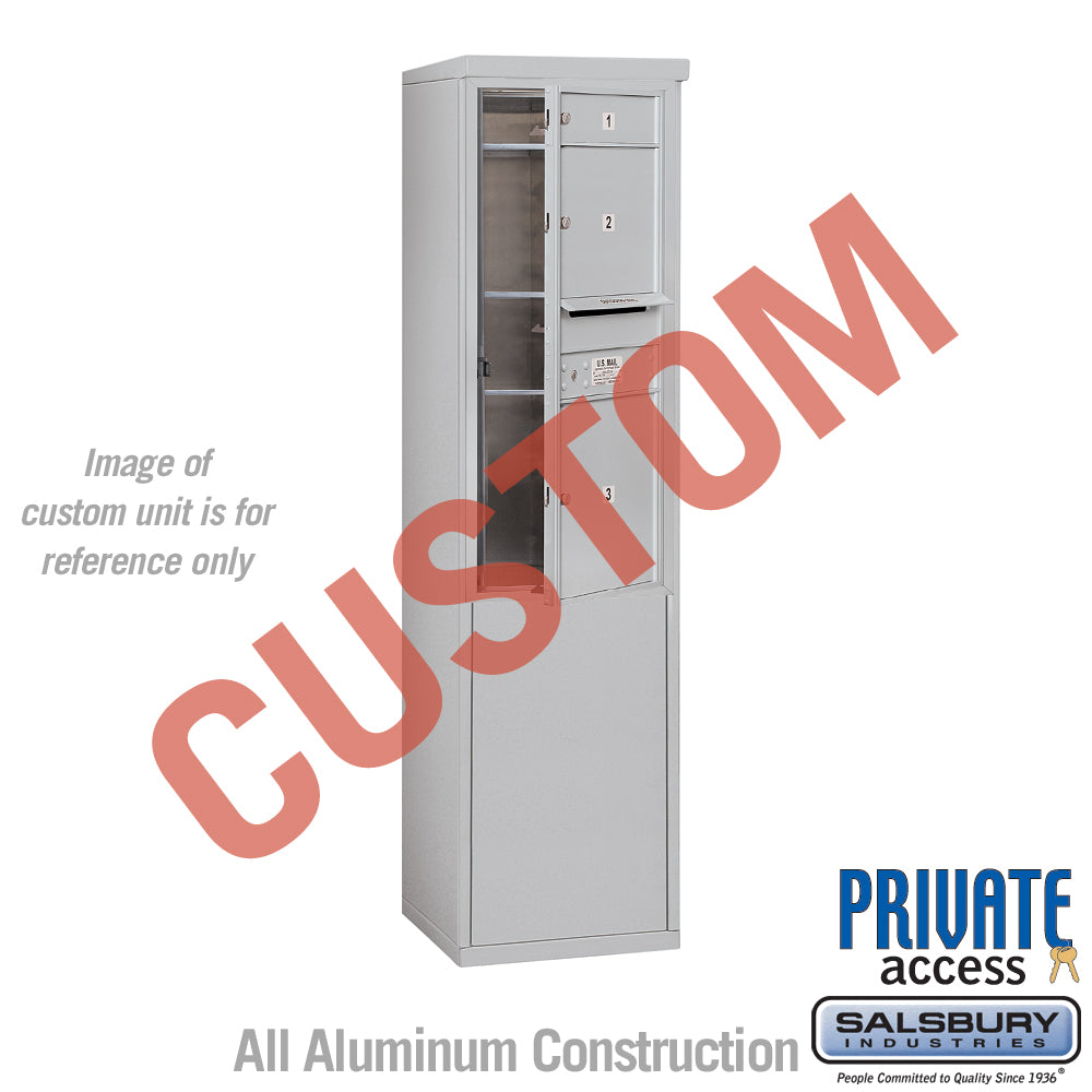 Free-Standing 4C Horizontal Mailbox Unit (Includes 3710S-CAFP Mailbox, 3910S-ALM Enclosure and Master Commercial Locks) - 10 Door High Unit (52 7/8 Inches) - Single Column - Custom Unit - Aluminum - Front Loading - Private Access