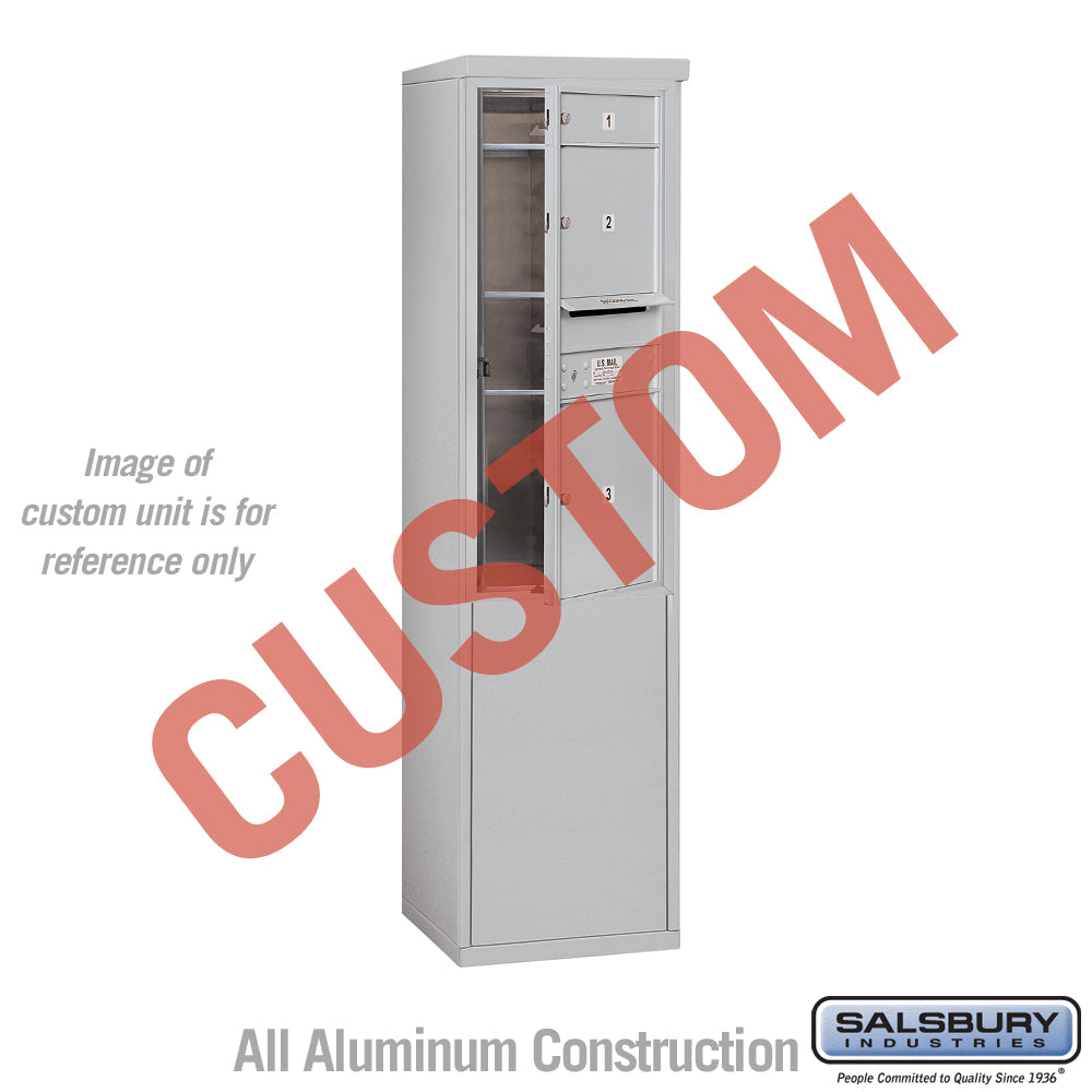 Free-Standing 4C Horizontal Mailbox Unit (Includes 3710S-CAFU Mailbox and 3910S-ALM Enclosure) - 10 Door High Unit (52 7/8 Inches) - Single Column - Custom Unit - Aluminum - Front Loading - USPS Access