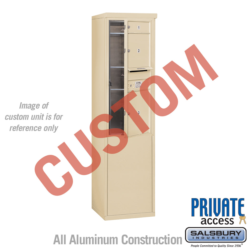 Free-Standing 4C Horizontal Mailbox Unit (Includes 3710S-CSFP Mailbox, 3910S-SAN Enclosure and Master Commercial Locks) - 10 Door High Unit (52 7/8 Inches) - Single Column - Custom Unit - Sandstone - Front Loading - Private Access