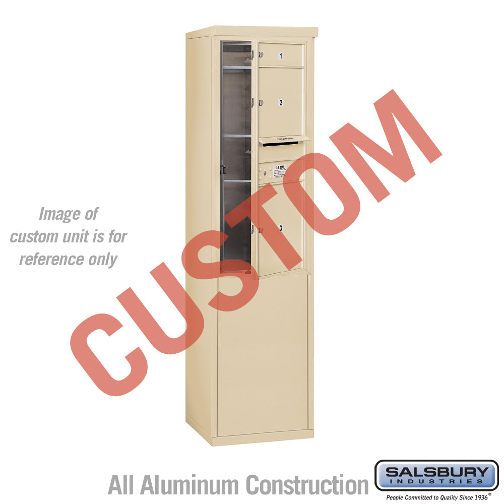 Free-Standing 4C Horizontal Mailbox Unit (Includes 3710S-CSFU Mailbox and 3910S-SAN Enclosure) - 10 Door High Unit (52 7/8 Inches) - Single Column - Custom Unit - Sandstone - Front Loading - USPS Access