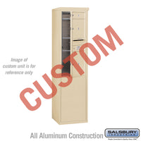 Thumbnail for Free-Standing 4C Horizontal Mailbox Unit (Includes 3710S-CSFU Mailbox and 3910S-SAN Enclosure) - 10 Door High Unit (52 7/8 Inches) - Single Column - Custom Unit - Sandstone - Front Loading - USPS Access