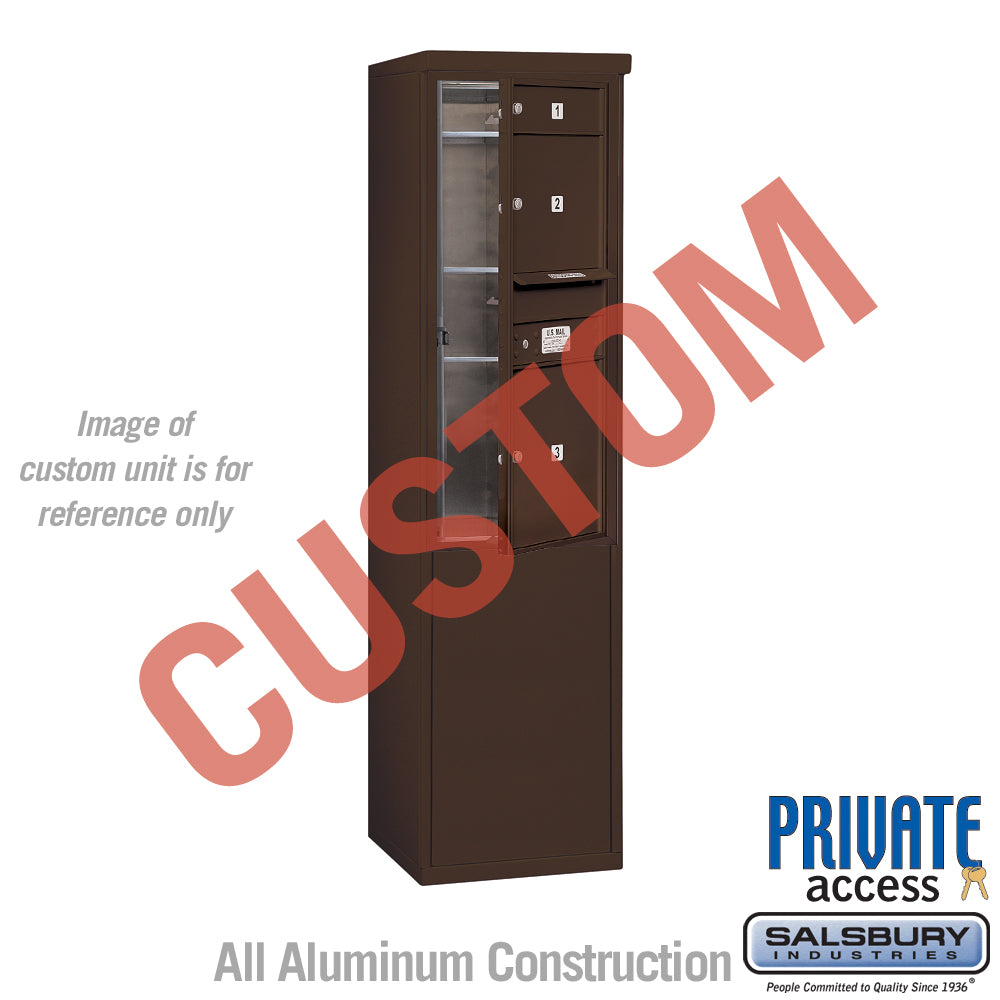 Free-Standing 4C Horizontal Mailbox Unit (Includes 3710S-CZFP Mailbox, 3910S-BRZ Enclosure and Master Commercial Locks) - 10 Door High Unit (52 7/8 Inches) - Single Column - Custom Unit - Bronze - Front Loading - Private Access