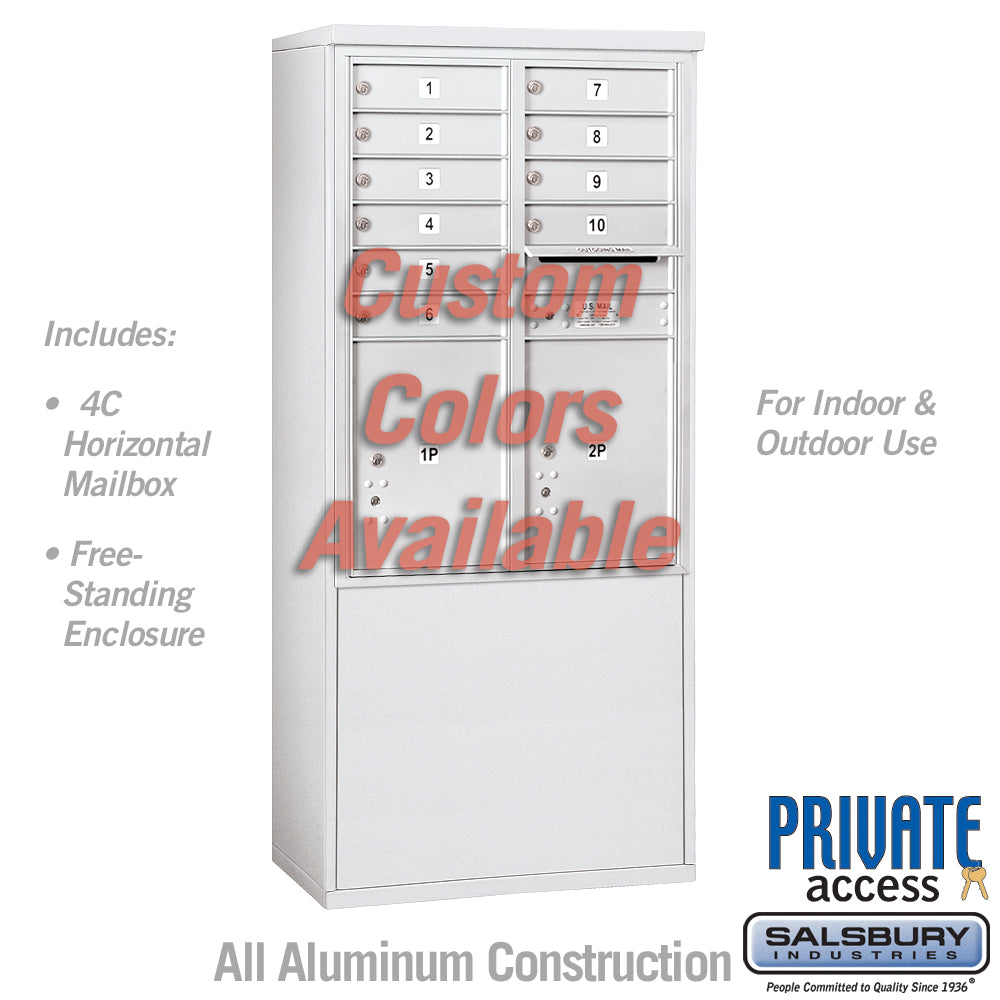 Free-Standing 4C Horizontal Mailbox Unit (Includes 3711D-10CFP Mailbox, 3911D-CST Enclosure and Master Commercial Locks) - 11 Door High Unit (69 3/8 Inches) - Double Column - 10 MB1 Doors / 2 PL5's - Custom Color - Front Loading - Private Access