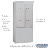 Thumbnail for 11 Door High Free-Standing 4C Horizontal Parcel Locker with 4 Parcel Lockers in Aluminum with USPS Access