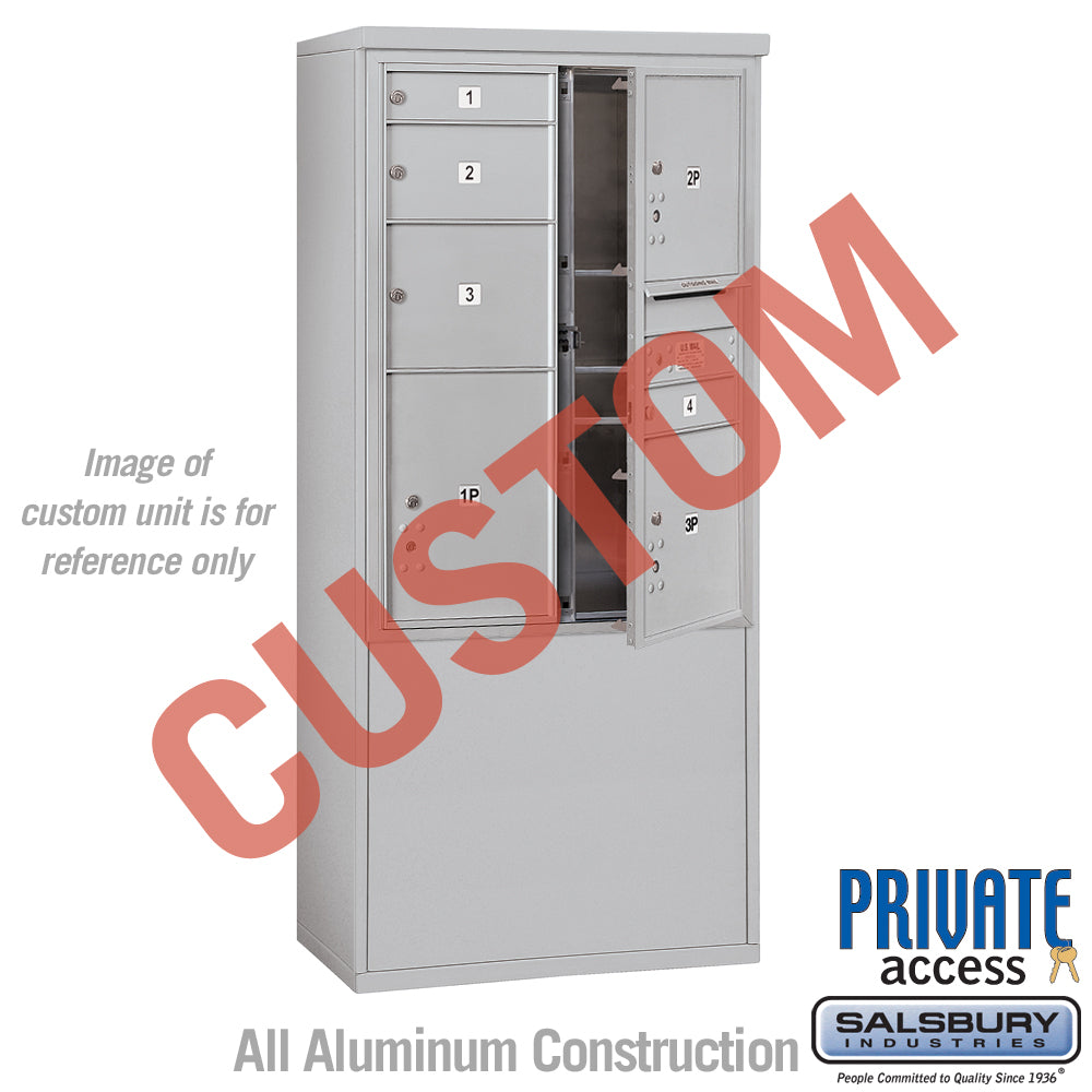 Free-Standing 4C Horizontal Mailbox Unit (Includes 3711D-CAFP Mailbox, 3911D-ALM Enclosure and Master Commercial Locks) - 11 Door High Unit (69 3/8 Inches) - Double Column - Custom Unit - Aluminum - Front Loading - Private Access