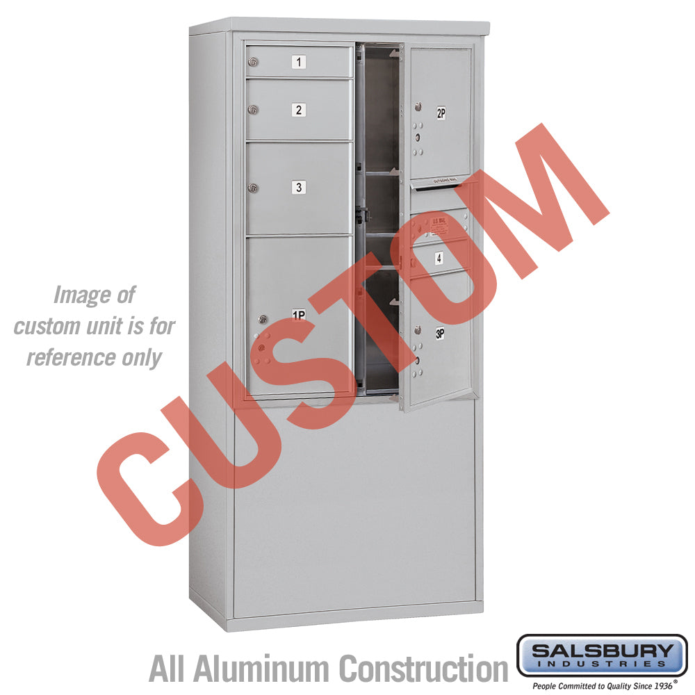 Free-Standing 4C Horizontal Mailbox Unit (Includes 3711D-CAFU Mailbox and 3911D-ALM Enclosure) - 11 Door High Unit (69 3/8 Inches) - Double Column - Custom Unit - Aluminum - Front Loading - USPS Access