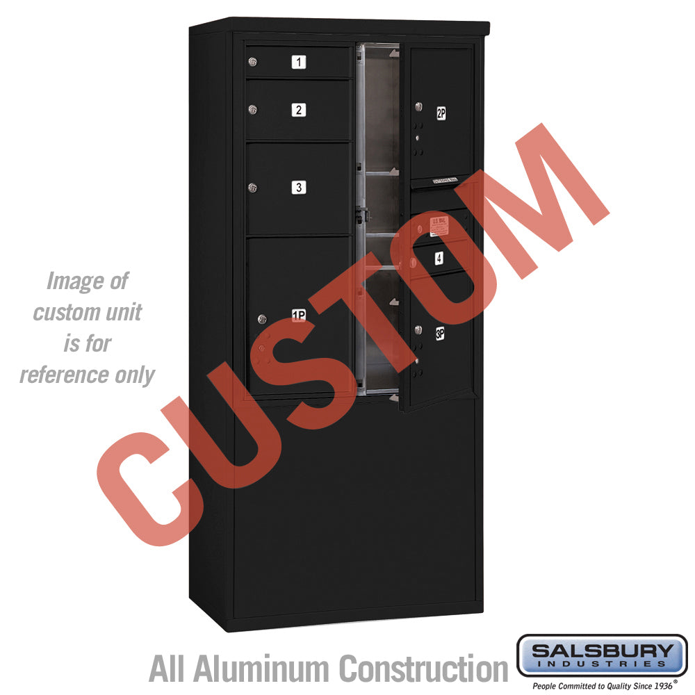 Free-Standing 4C Horizontal Mailbox Unit (Includes 3711D-CBFU Mailbox and 3911D-BLK Enclosure) - 11 Door High Unit (69 3/8 Inches) - Double Column - Custom Unit - Black - Front Loading - USPS Access