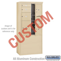 Thumbnail for Free-Standing 4C Horizontal Mailbox Unit (Includes 3711D-CSFU Mailbox and 3911D-SAN Enclosure) - 11 Door High Unit (69 3/8 Inches) - Double Column - Custom Unit - Sandstone - Front Loading - USPS Access