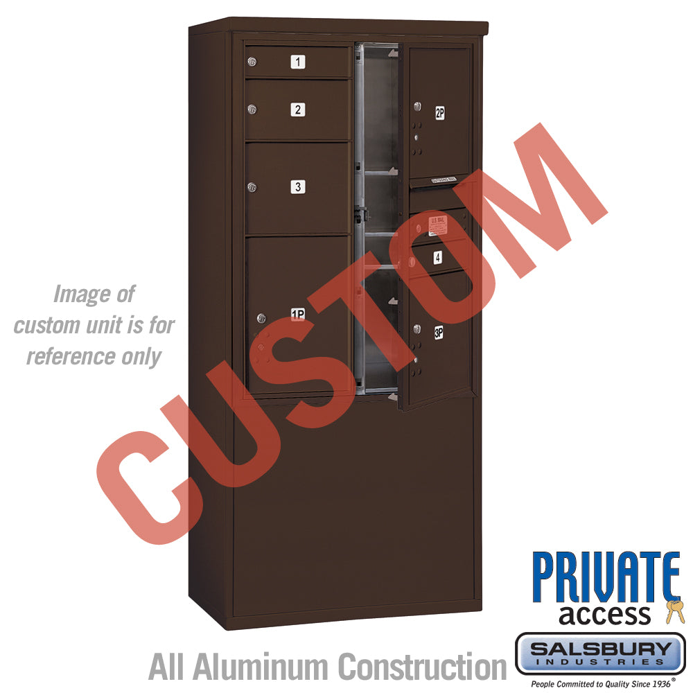 Free-Standing 4C Horizontal Mailbox Unit (Includes 3711D-CZFP Mailbox, 3911D-BRZ Enclosure and Master Commercial Locks) - 11 Door High Unit (69 3/8 Inches) - Double Column - Custom Unit - Bronze - Front Loading - Private Access